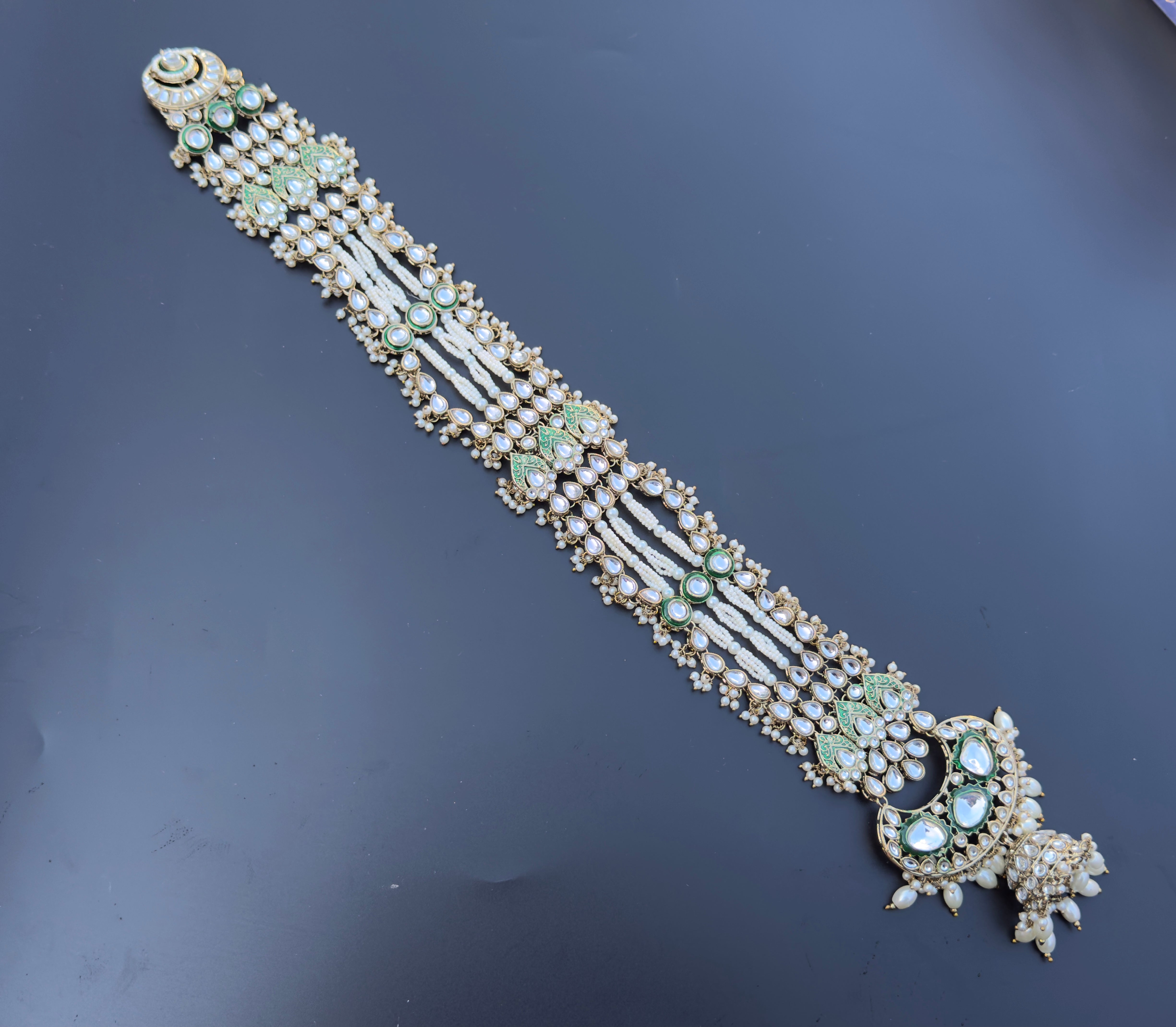 Elegant Kundan sheeshpol hair vine| Bridal Sheesh Patti hair Briad accessory for Punjabi choti.