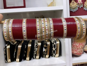 Red Bridal Kundan Choora