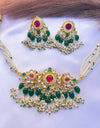 Riya Green/Hot Pink Pachi Kundan Set