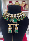 Sundar Moissanite Kundan Green Necklace Set