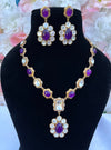 Moissanite Kundan Purple Necklace Set