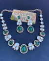 Moissanite Emerald Green Kundan Necklace Set