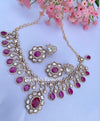 Sarv Moissanite Kundan Ruby Pink Necklace Set