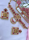 Baani Green/Hot Pink Uncut Kundan Set