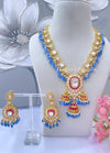 Blue/Hot Pink Uncut Kundan Long Haar