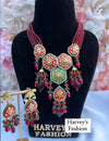 Lata Hand-Painted Ruby Beads Necklace Set