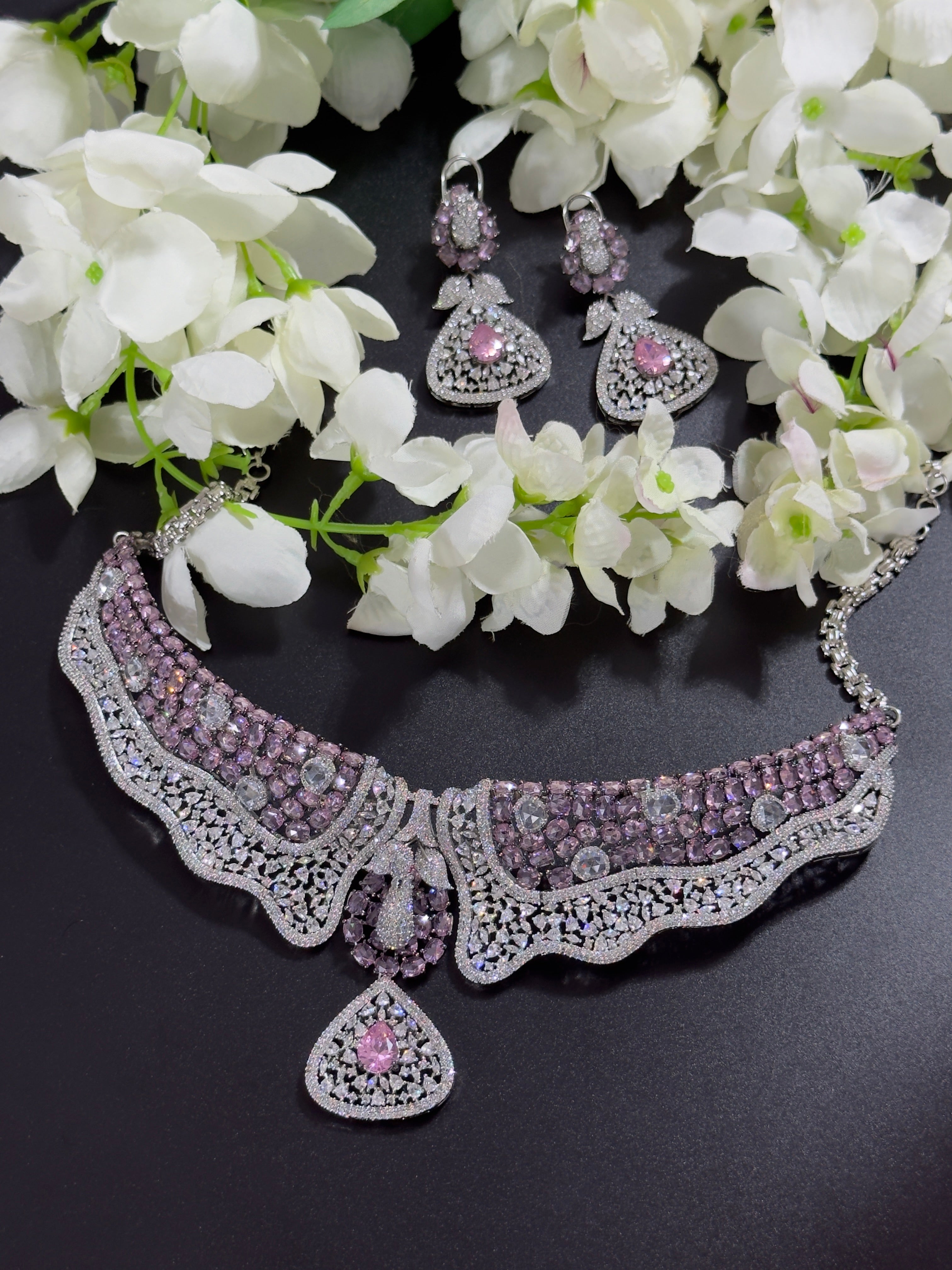 Rose cut stone necklace
