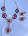 Kaur Moissanite Doublet Cherry Red / Dark Blue Necklace Set