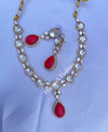 Paul Moissanite Doublet Flame Red Stones Necklace Set