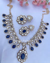 Sarv Moissanite Kundan Navy Blue Necklace Set