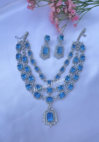 Silver & Baby Blue Zirconia Set