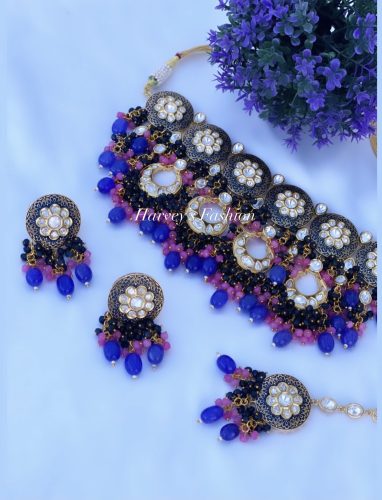 Blue & Pink Meenakari Set