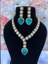 Moissanite Kundan Sky Blue Necklace Set