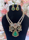 Long Moissanite Green Necklace Set