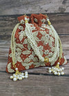 Nimrata Orange Silk Potli Bag